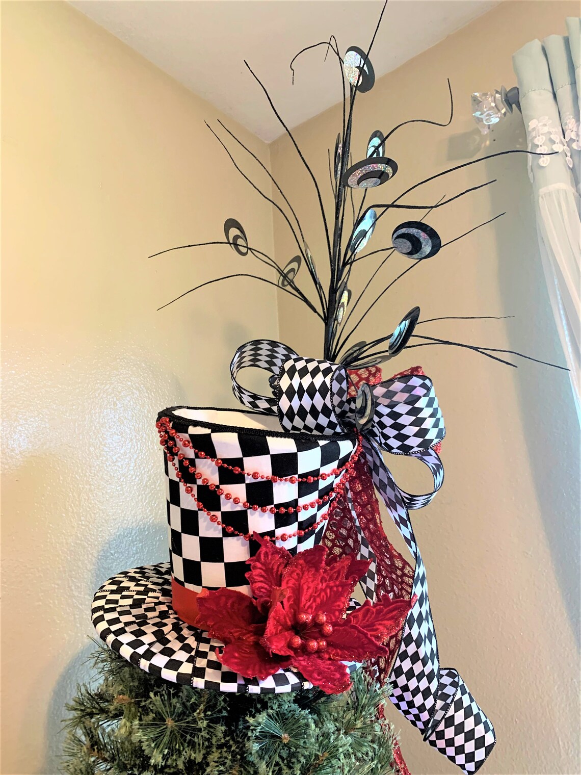 Extra Large Christmas Tree Topper Tree Topper Bow Black Etsy