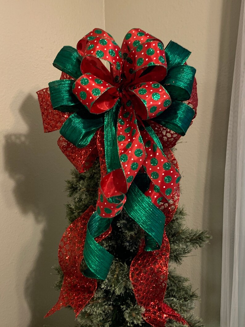 Extra Large Tree Topper Christmas Tree Topper Bow Red and Etsy