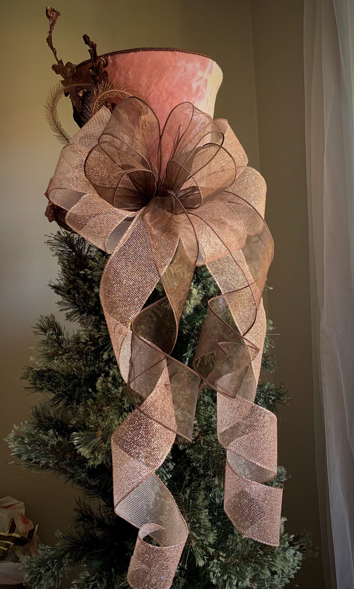 Brown and Rose Gold Tree Topper Christmas Tree Topper Top Etsy