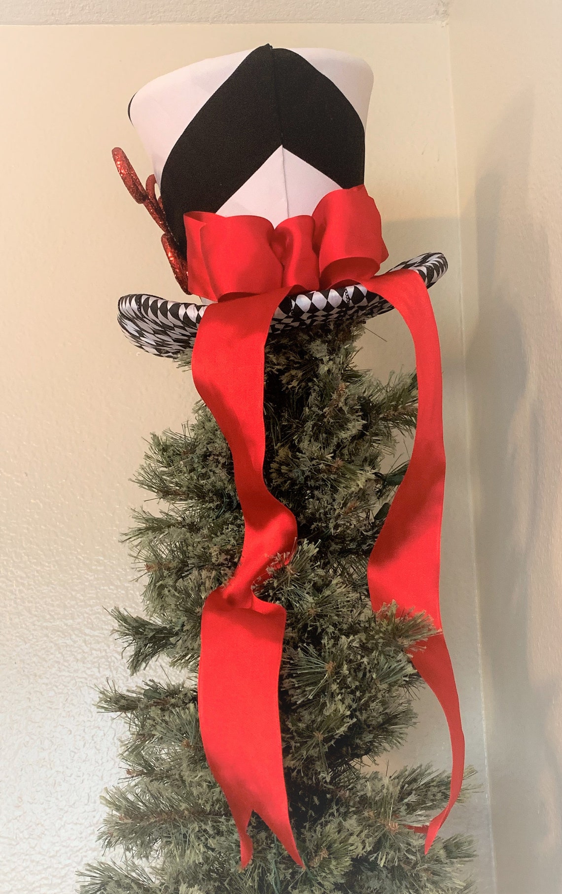 Black and White Top Hat Christmas Tree Topper Tree Topper Etsy