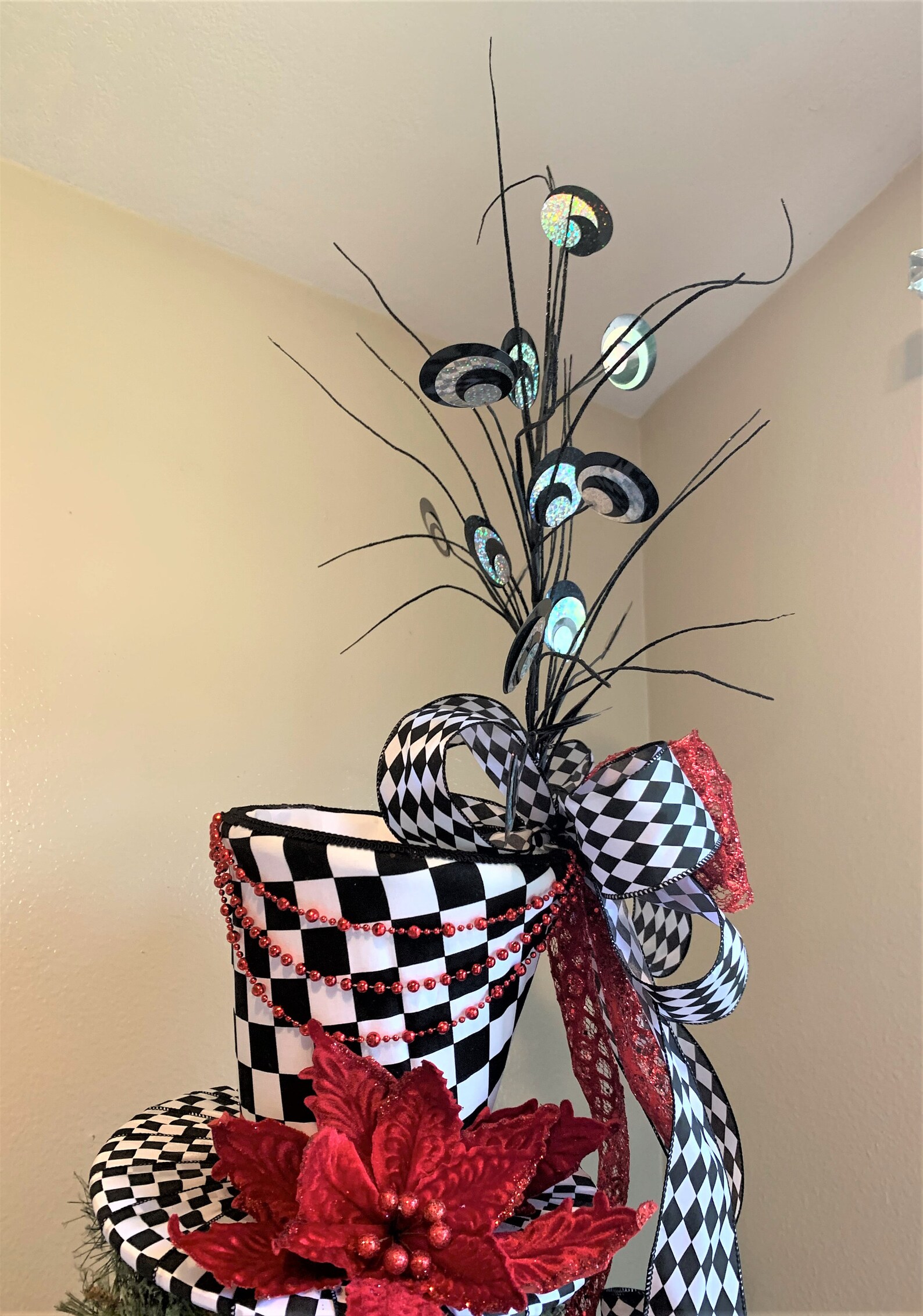 Extra Large Christmas Tree Topper Tree Topper Bow Black Etsy