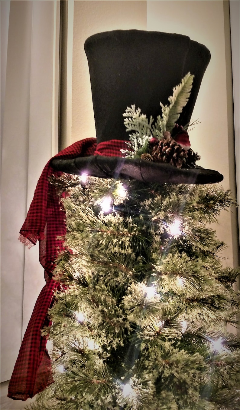 Black Top Hat Christmas Tree Topper 