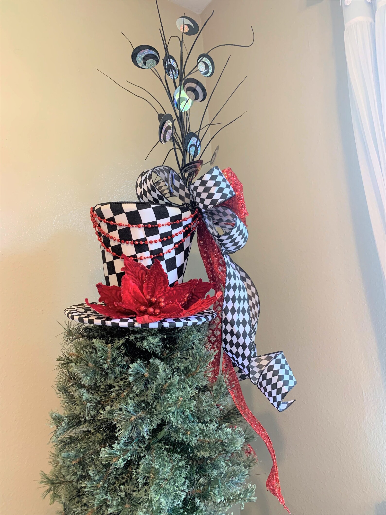 Extra Large Christmas Tree Topper Tree Topper Bow Black Etsy