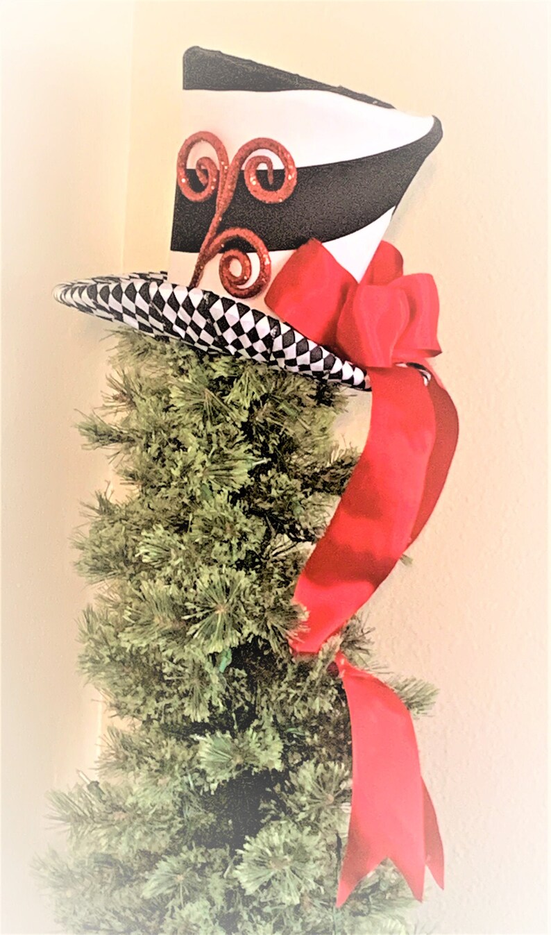 Black and White Top Hat Christmas Tree Topper Tree Topper Etsy