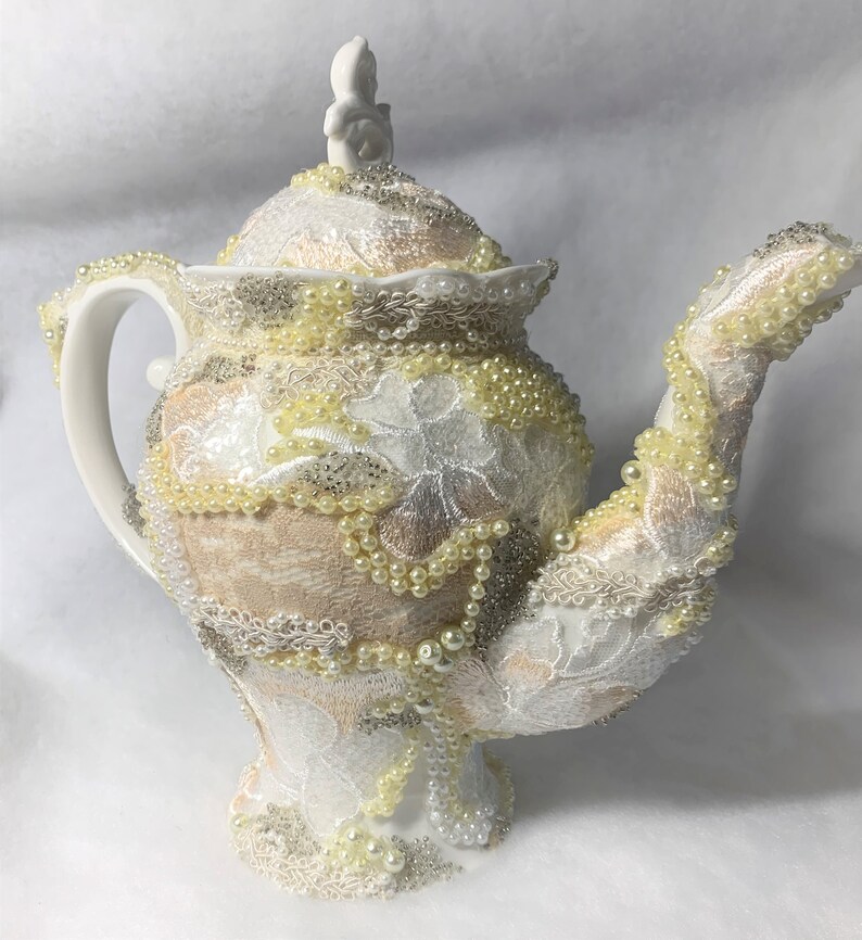 Wedding Teapot Centerpiece Shabby Chic Teapot One of A Kind Etsy