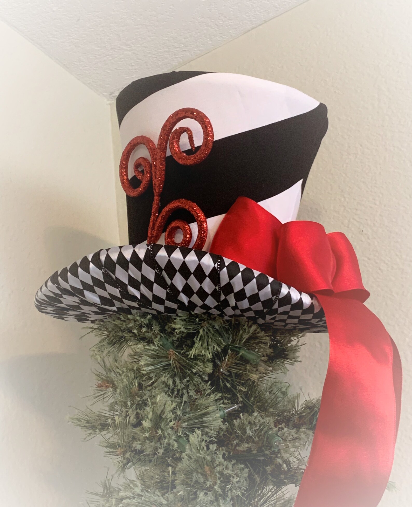 Black and White Top Hat Christmas Tree Topper Tree Topper Etsy