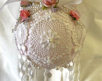 Pink Ornament, Shabby Chic Ornament, Victorian Ornament, Christmas Ornament, Easter Ornament,