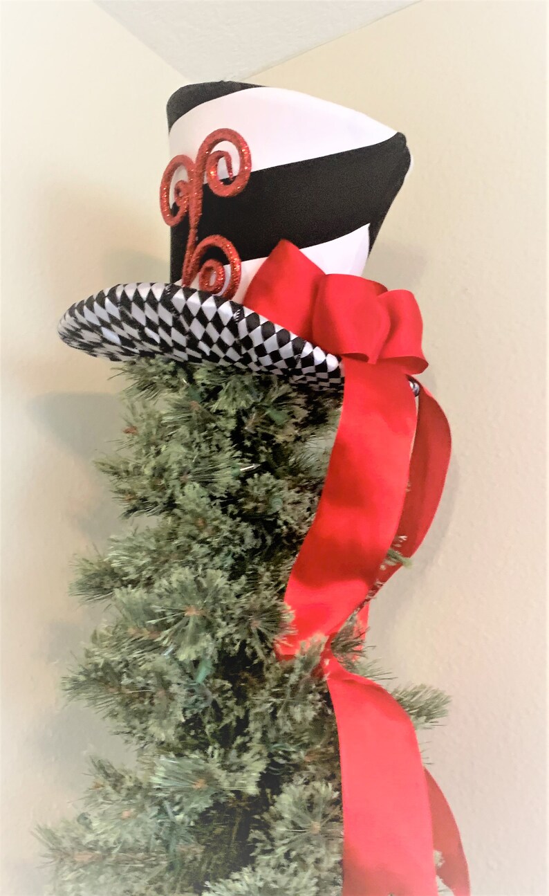 Black and White Top Hat Christmas Tree Topper Tree Topper Etsy