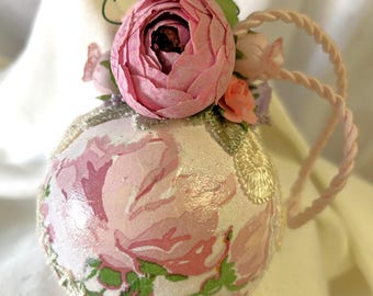 Pink Ornament, Shabby Chic Ornament, Easter Ornament, Christmas Ornament