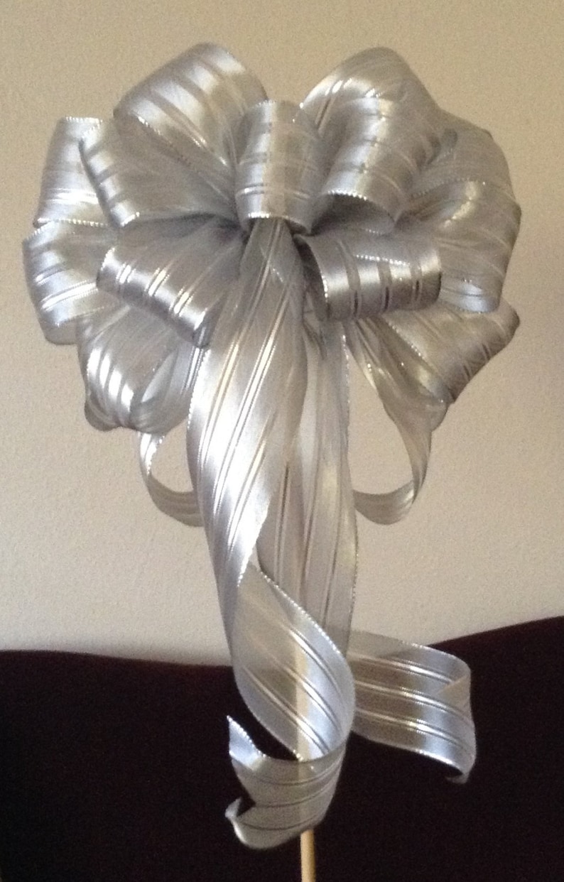 Extra Large Silver Tree Topper Christmas Bow Gift Bows Etsy