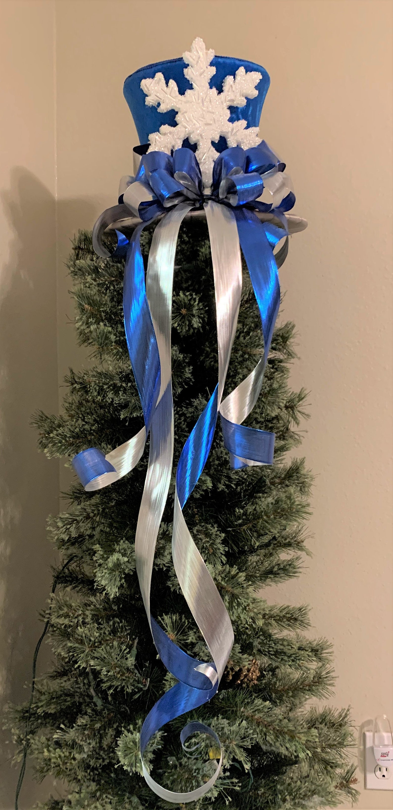 Blue and Silver Snowflake Tree Topper Tree Topper Top Hat Etsy