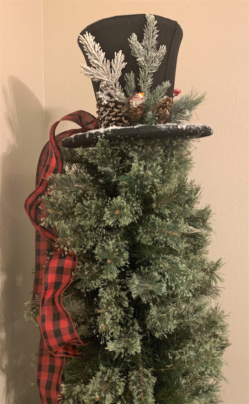 Black Top Hat Top Hat Centerpiece Christmas Tree Topper -Tree Topper Bow Tree Topper Top Hat