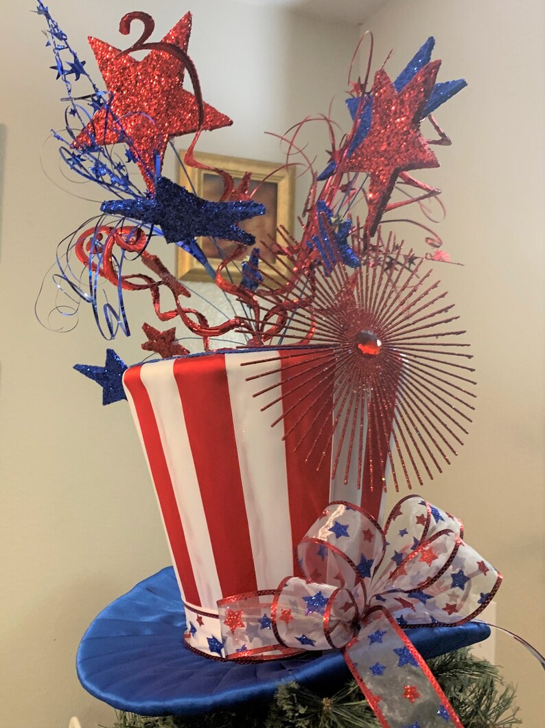 Patriotic Christmas Tree Topper Patriotic Top Hat Tree | Etsy