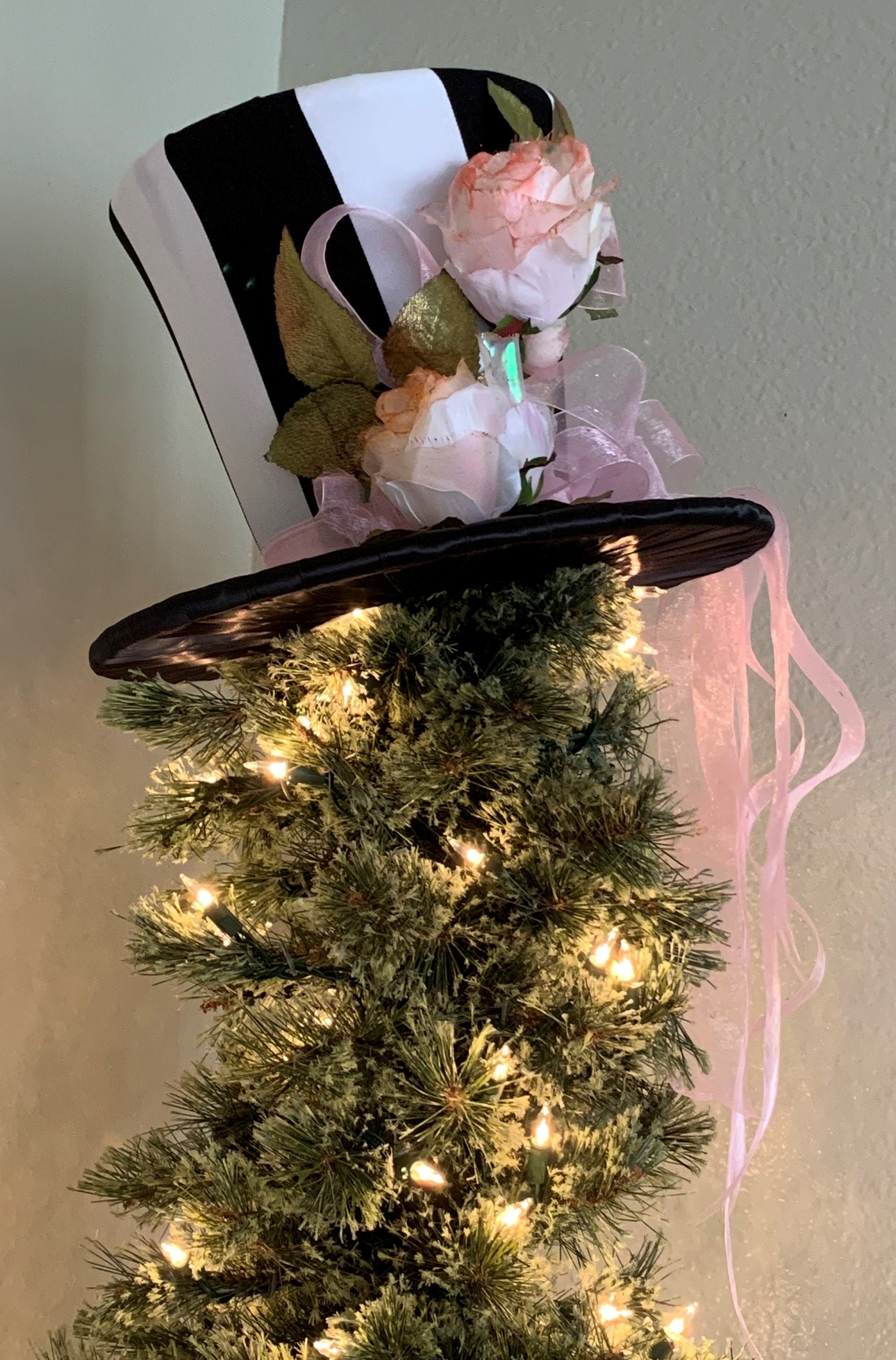 Black and White Top Hat Christmas Tree Topper Tree Topper | Etsy