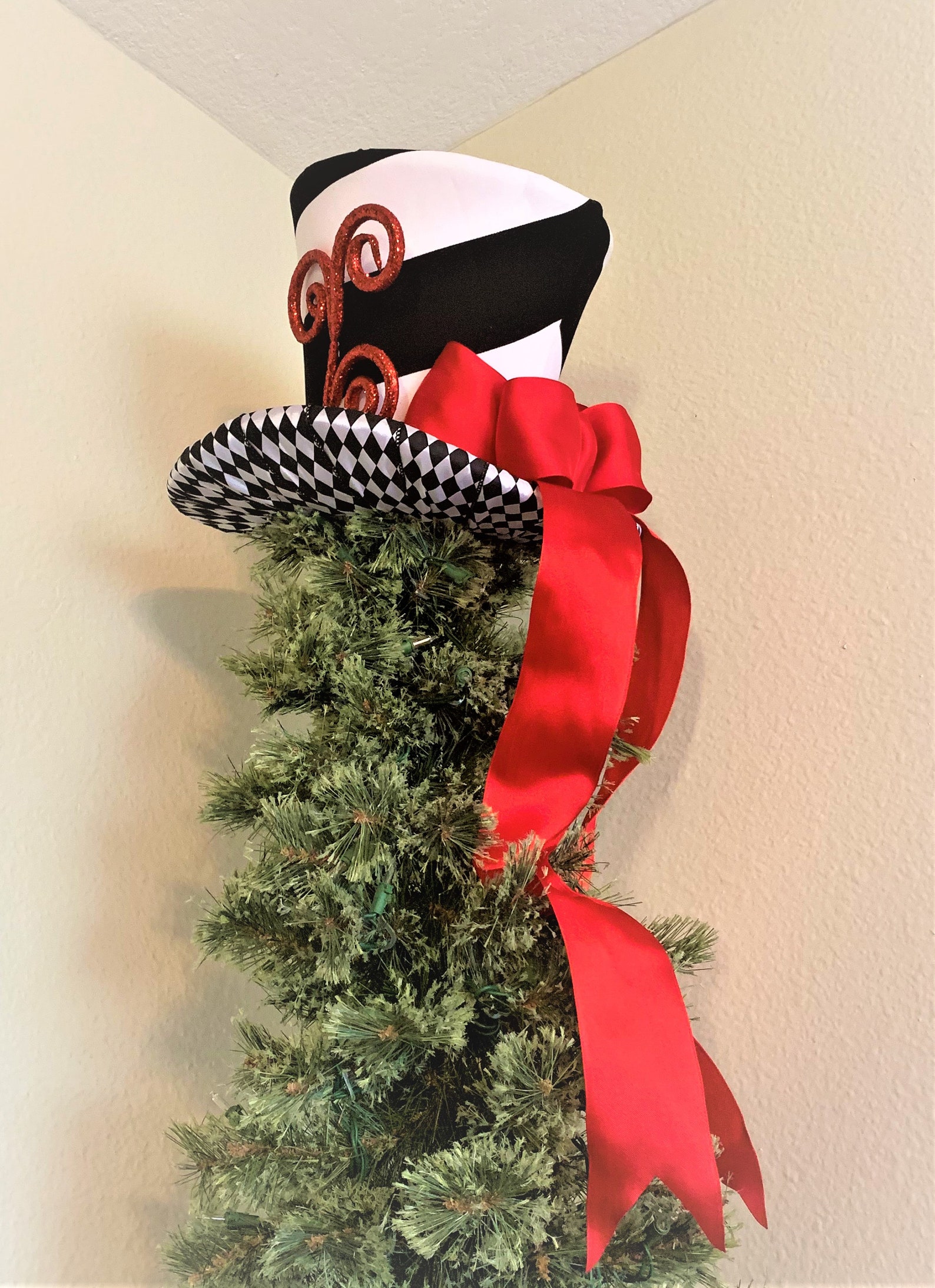 Black and White Top Hat Christmas Tree Topper Tree Topper Etsy