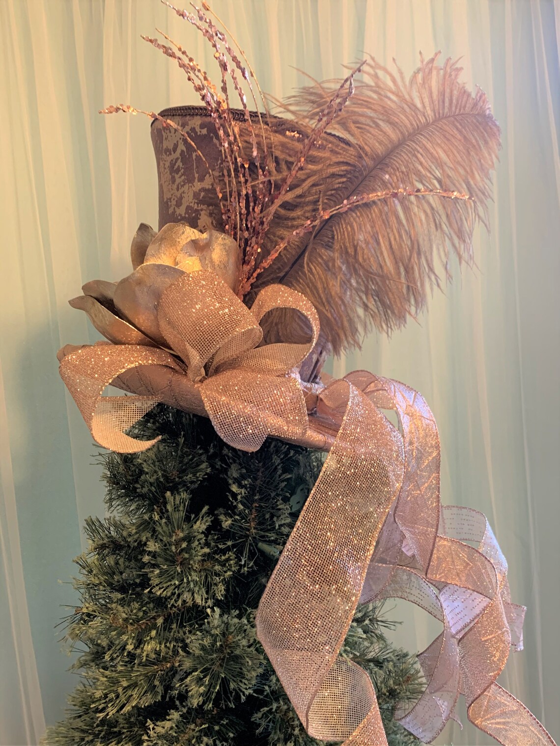 Champagne and Rose Gold Tree Topper Christmas Tree Topper Etsy