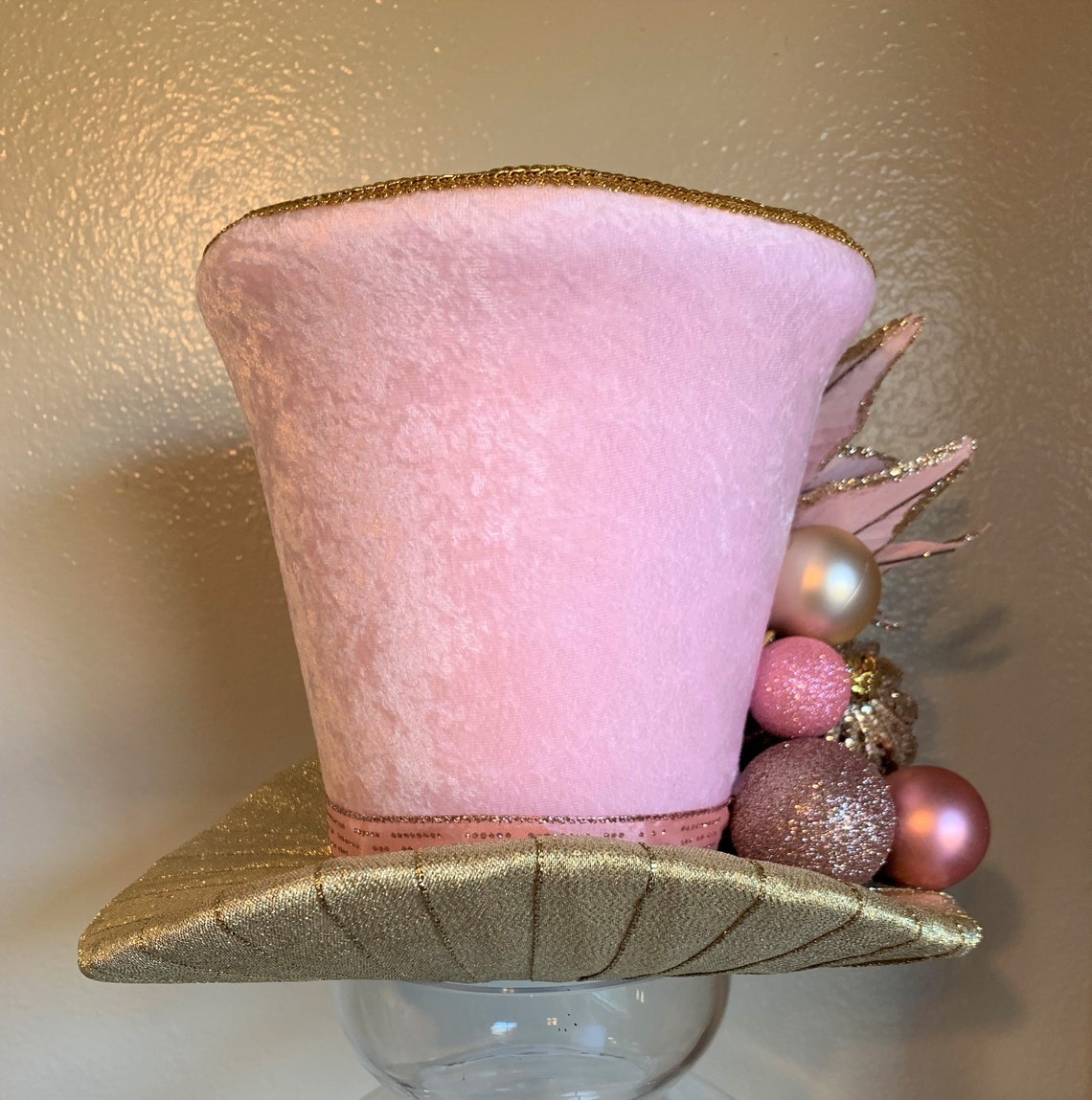 Gold and Pink Tree Topper Top Hat Top Hat Tree Topper Etsy