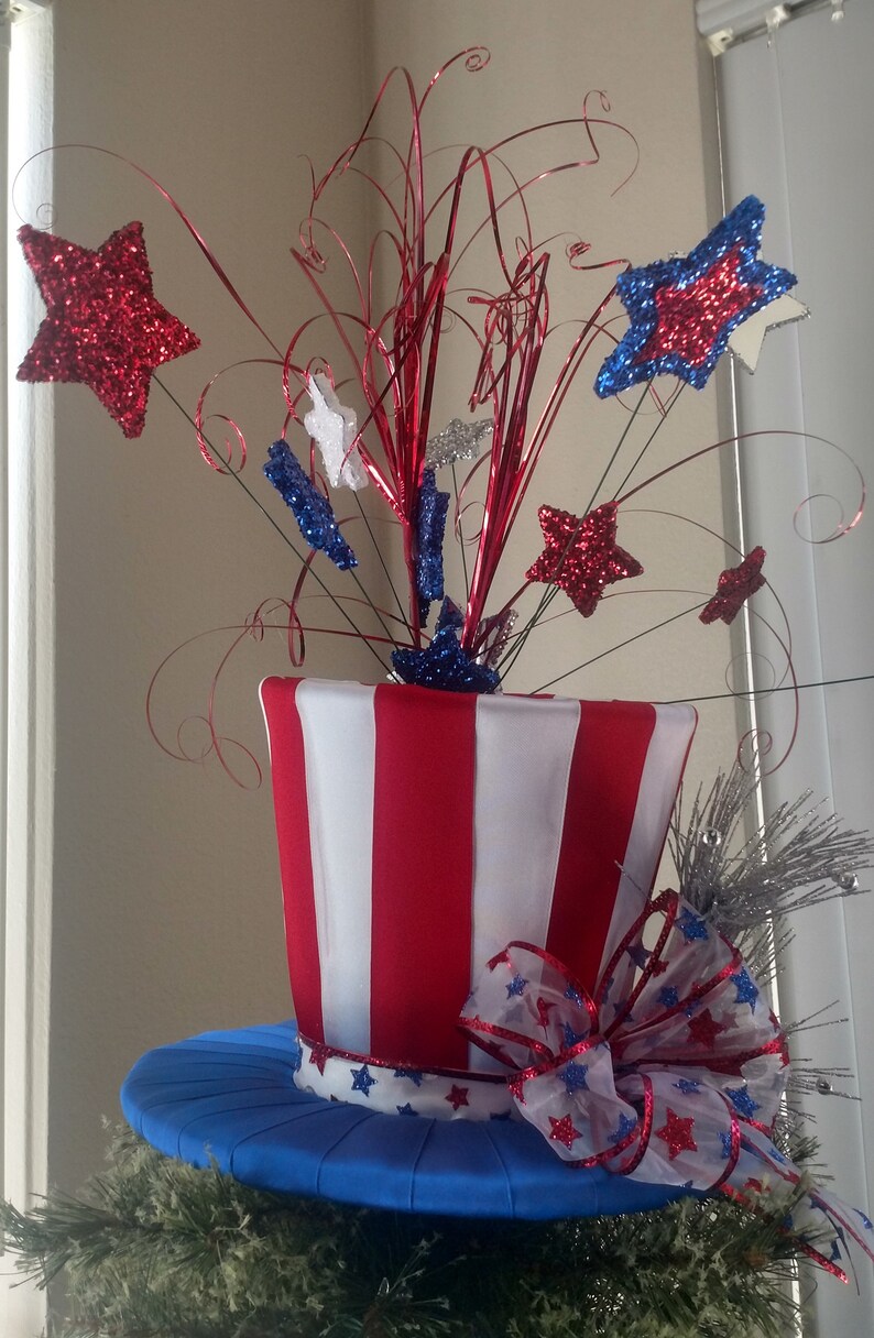 Patriotic Christmas Tree Topper Patriotic Top Hat Tree | Etsy