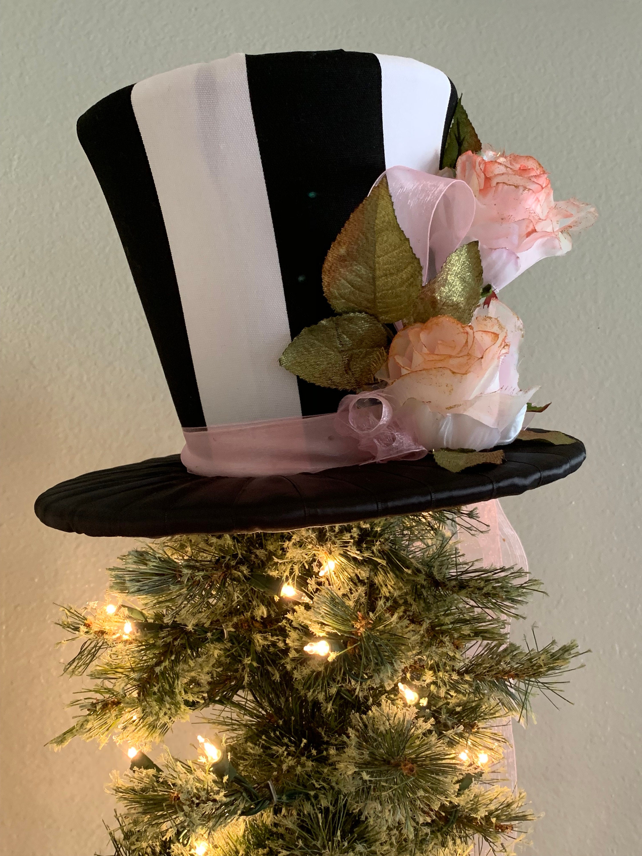 Black and White Top Hat Christmas Tree Topper Tree Topper Etsy