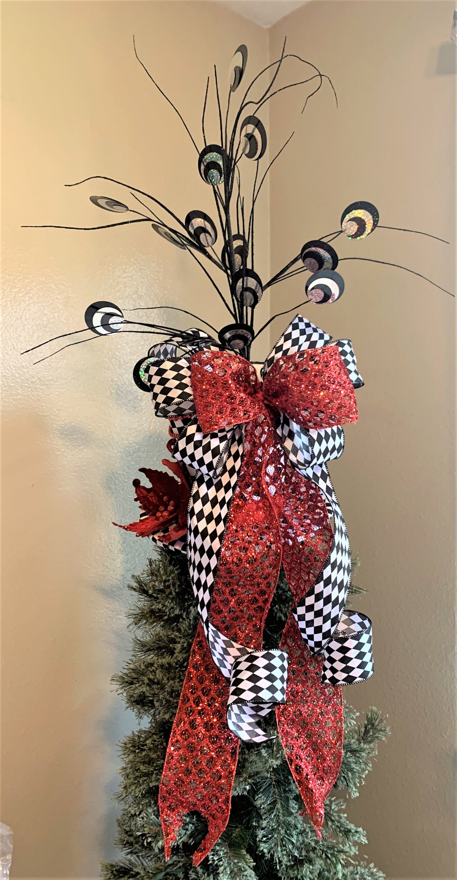 Extra Large Christmas Tree Topper Tree Topper Bow Black Etsy