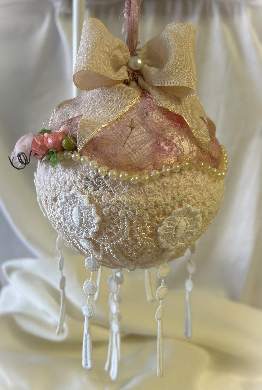 Pink Ornament, Shabby Chic Ornament, Vintage Style Ornament, Victorian ...