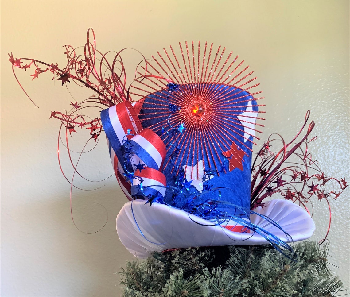 4th of July Patriotic Top Hat Decoration 4th of July Top Hat Etsy