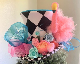 Christmas Tree Topper Top Hat, Top Hat Centerpiece, Alice in Wonderland  Party Centerpiece, Flamingo Top Hat, Flamingo Top Hat Decoration