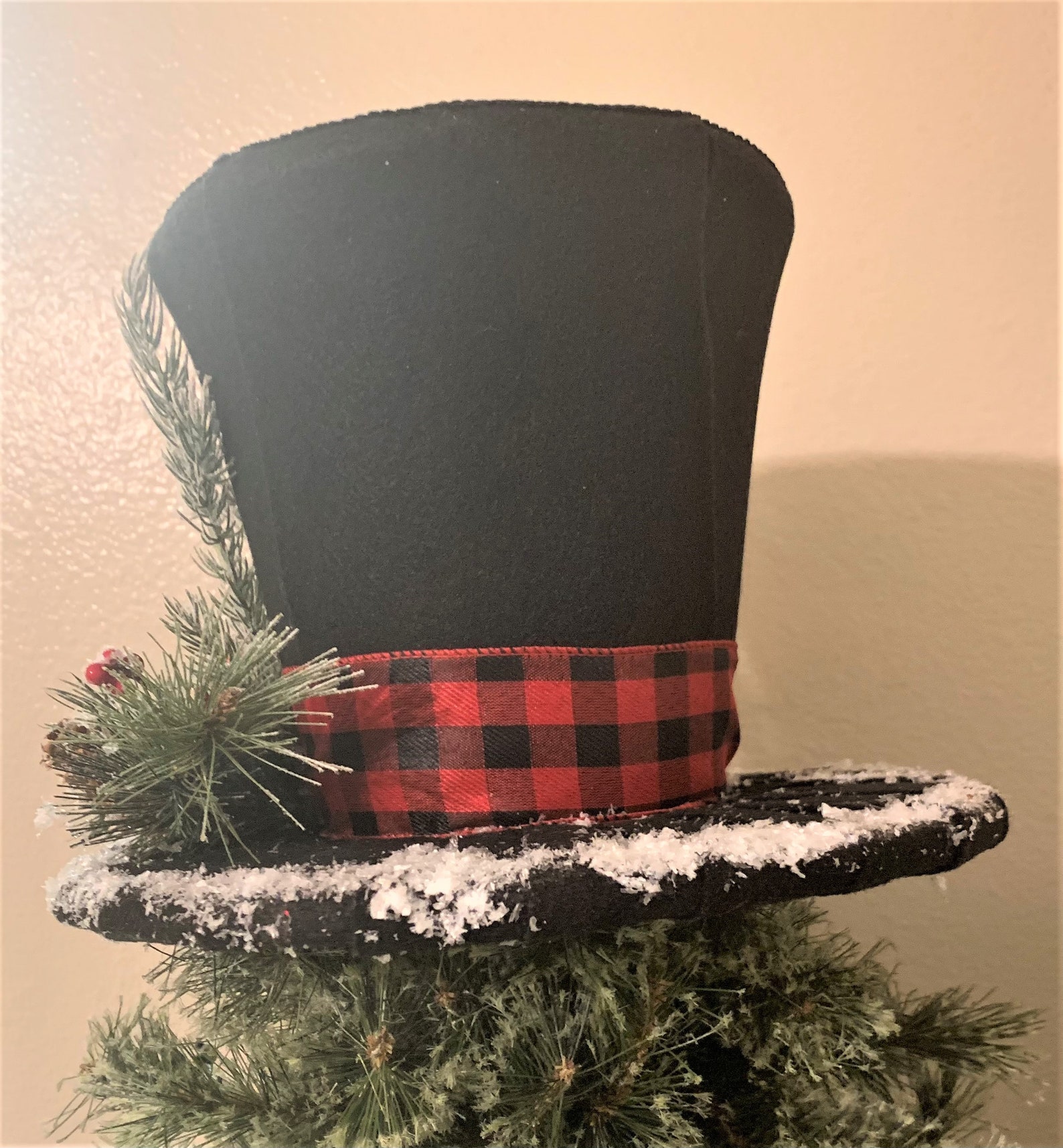 Black Top Hat Christmas Tree Topper 