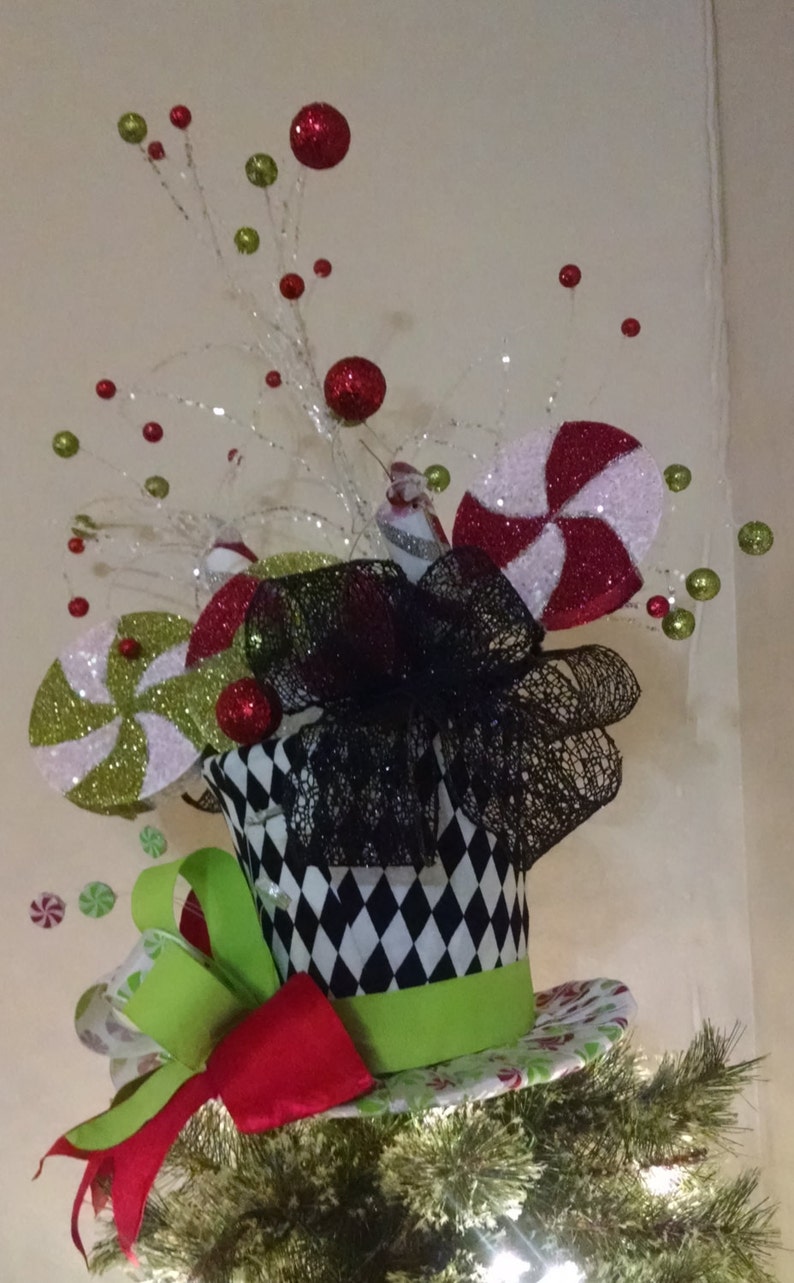 Extra Large Christmas Tree Topper Whimsical Peppermint Top Etsy
