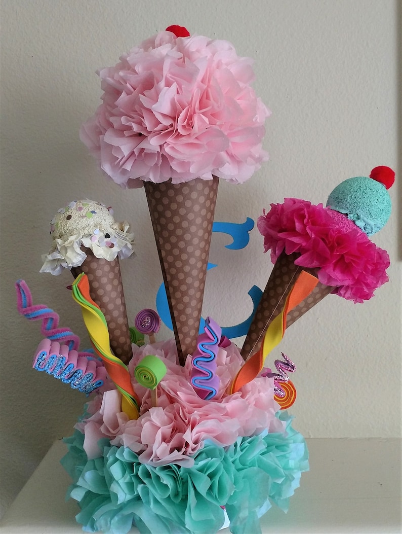 Ice Cream Party Ice Cream Centerpiece Birthday Centerpiece Etsy