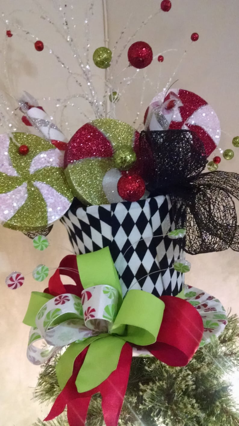 Extra Large Christmas Tree Topper Whimsical Peppermint Top