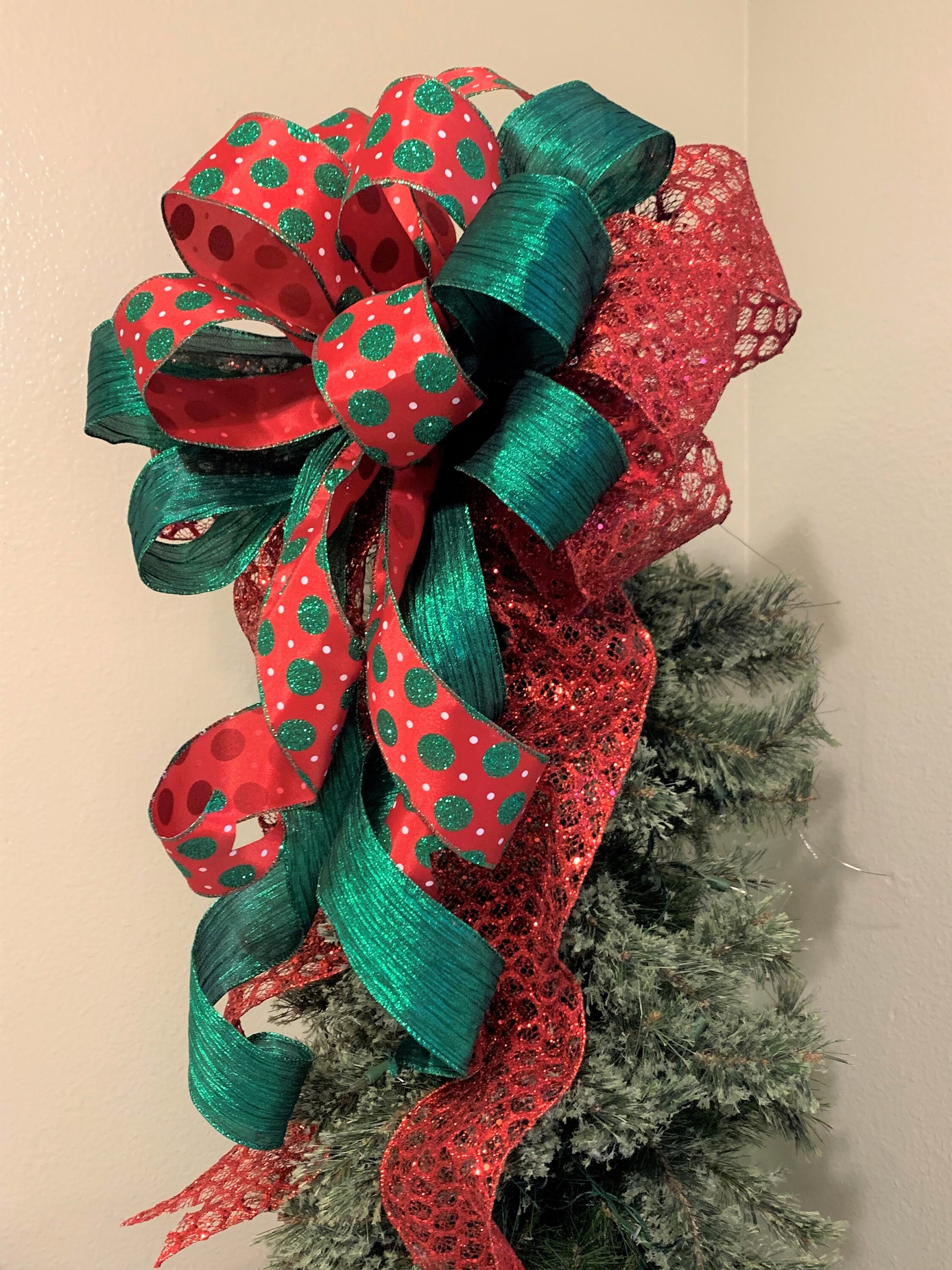 Extra Large Tree Topper Christmas Tree Topper Bow Red and Etsy