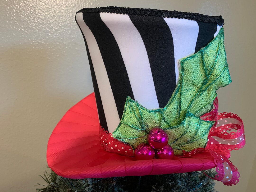 Black and White Tree Topper, Whimsical Tree Topper Top Hat, Christmas Tree Topper Top Hat, Top