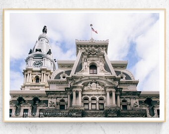 Philadelphia Art, Large Wall Art, Architectural Prints, Philadelphia City Hall, Philadelphia Skyline, Vintage Architecture Print, Philly Art