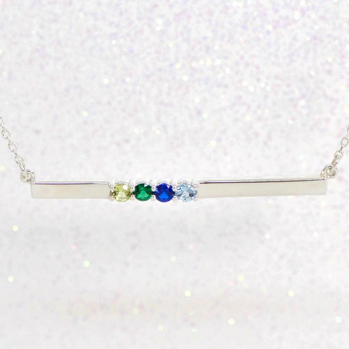 Family Birthstone Bar Necklace With 1 2 
