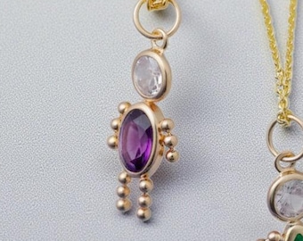 14k or 10k Yellow Gold Male Boy Birthstone Pendant Charm, 20 x 10mm - 14K Yellow Gold Pendant - Cubic Zirconia Charm - Personalized Gift