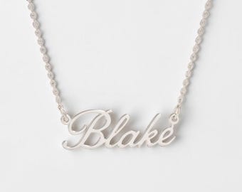 Name Necklace in Sterling Silver or Gold - Embassy Font - Sterling Silver Charm Necklace - Personalized Name Necklace - Custom Name Jewelry
