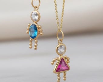 14k or 10k Yellow Gold Boy or Girl Birthstone Pendant Charms