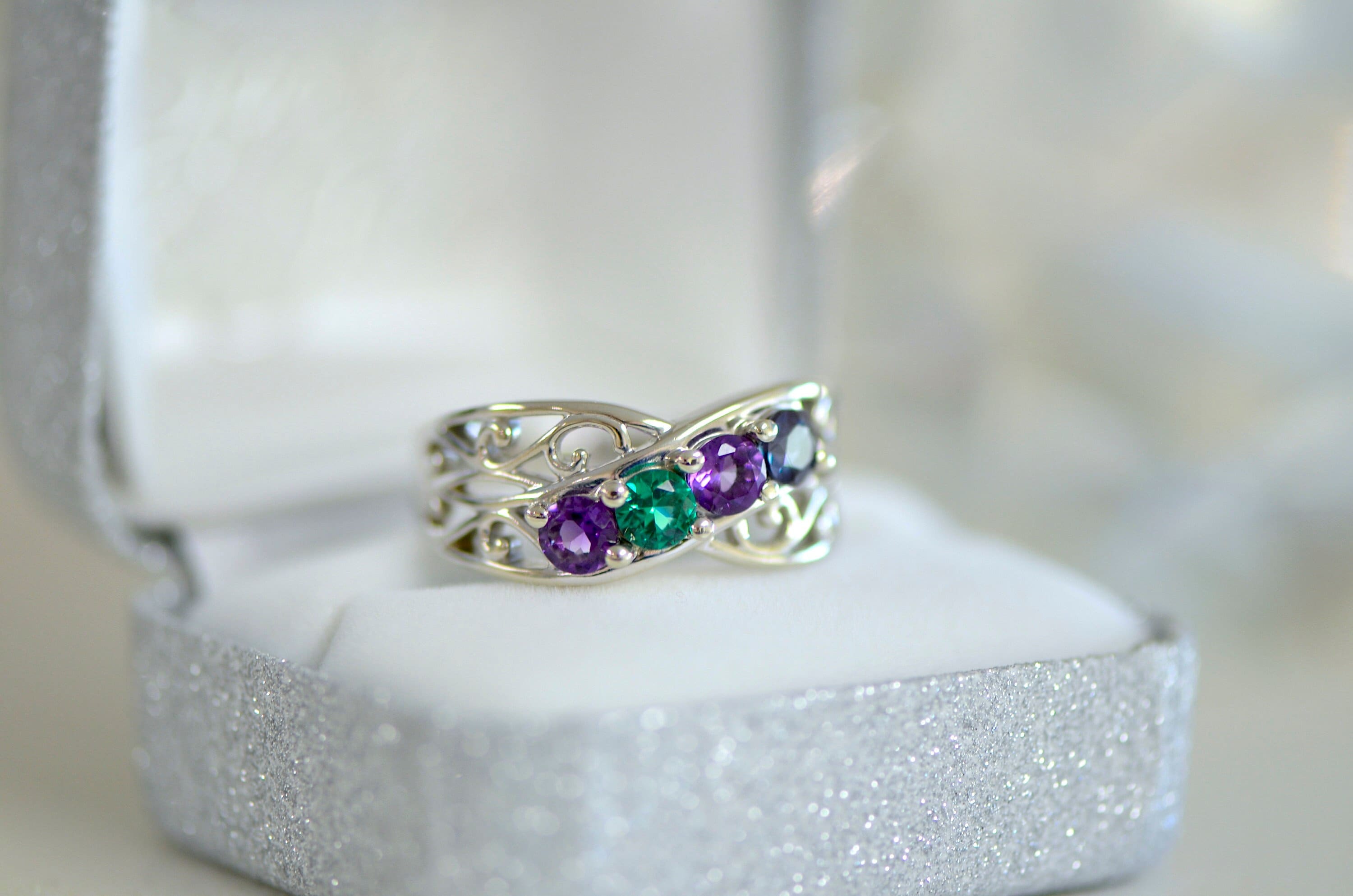 Filigree Mother s Family Infinity Birthstone Ring 1 2 3 4 or 5 Stones in Sterling Silver Continuum S Solid 10k 14k White Yellow Rose Gold Etsy Canada