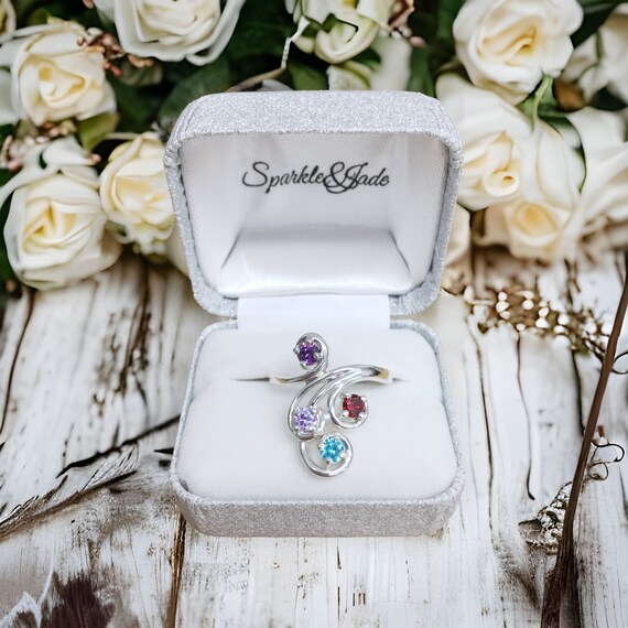 Birthstone swirl personalized ring deals