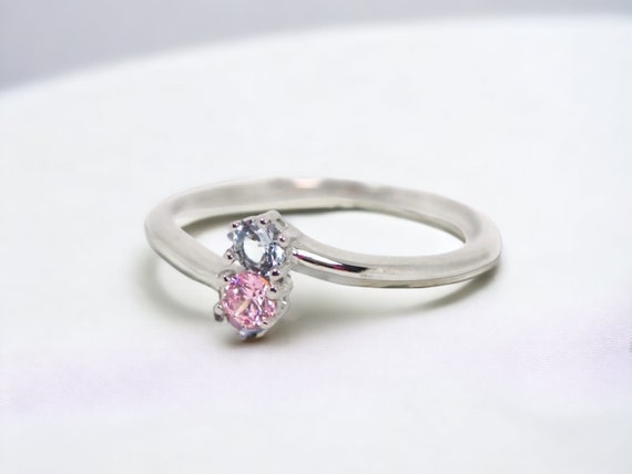10k or 14k White or Yellow Gold Petite 2 Stone Birthstone Ring 10k or 14k White or Yellow Gold Petite 2 Stone Birthstone Ring