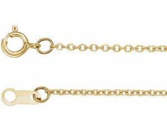 14K Yellow Gold-Filled 1 mm Cable Chain CH132 | 15" 16" 18" Adjustable 20" 24" or 30" Lengths