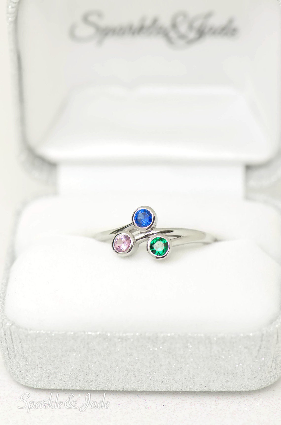 Personalized Bezel Set Birthstone Ring in Sterling Silver Etsy