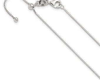 Sterling Silver Adjustable Slide Bolo 1mm Box Chains