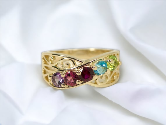 Men's Family Birthstone 3 Stone Channel Set Celtic Design Ring Men's Family Birthstone 3 Stone Channel Set Celtic Design Ring