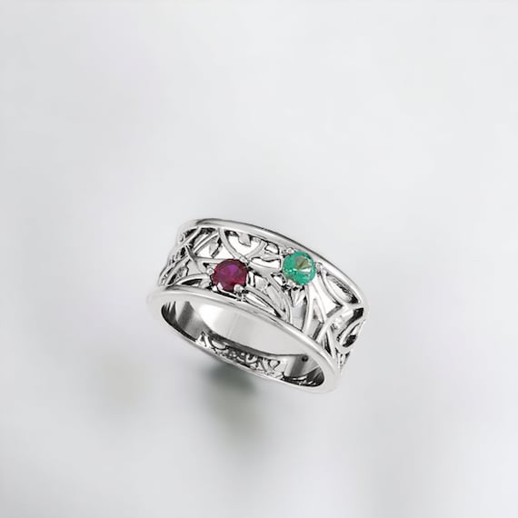 Openwork Diagonal Set Mother's Family 3mm Birthstone Ring Openwork Diagonal Set Mother's Family 3mm Birthstone Ring