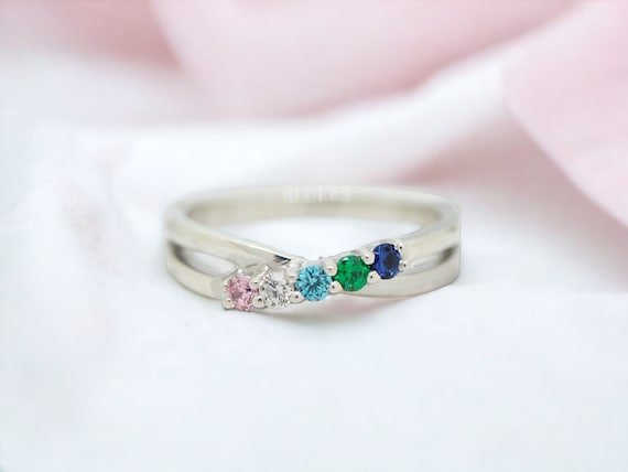 Diagonal Set Mother's Family Birthstone Ring Diagonal Set Mother's Family Birthstone Ring