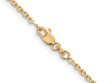 14k Gold 16 inch 1.65mm Solid Diamond-cut Cable with Lobster Clasp Chain