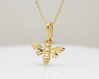 14k Gold Tiny Honey Bee 12mm Charm Pendant