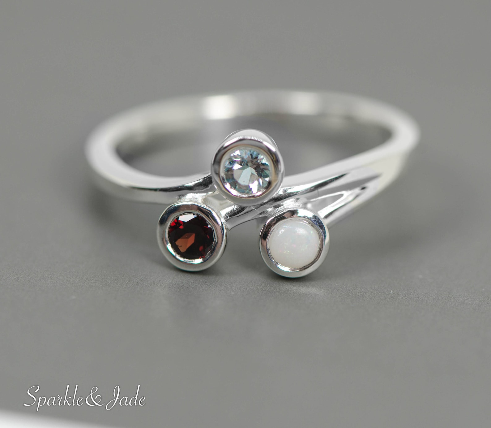 Personalized Bezel Set Birthstone Ring in Sterling Silver Etsy